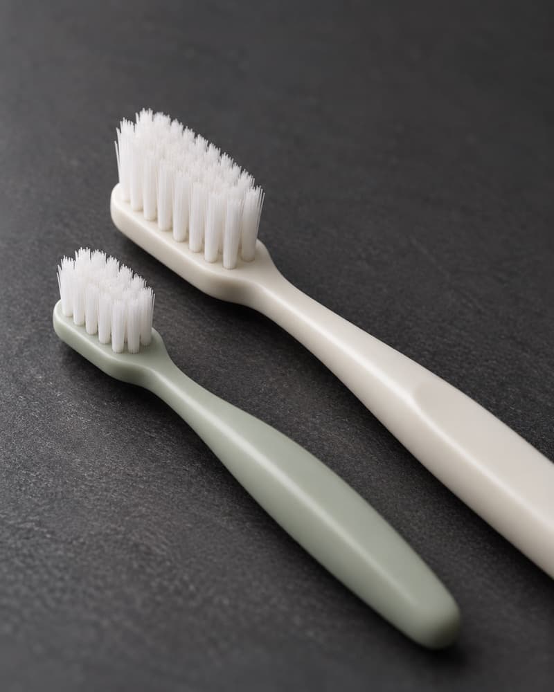 Un cepillo de dientes para niño junto a uno normal