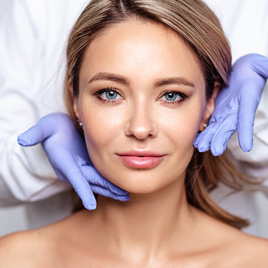 Dentust geturing to a woman with smooth skin after Opus skin resurfacing in Mesquite